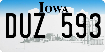IA license plate DUZ593