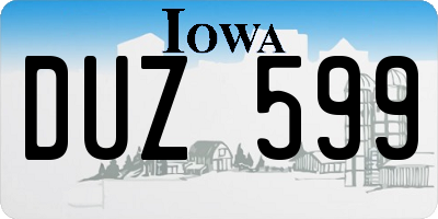 IA license plate DUZ599