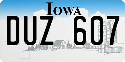 IA license plate DUZ607