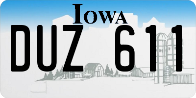 IA license plate DUZ611