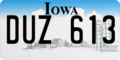 IA license plate DUZ613
