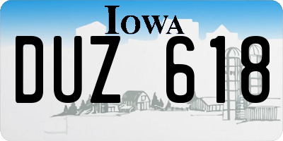 IA license plate DUZ618