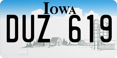 IA license plate DUZ619