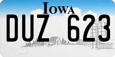 IA license plate DUZ623