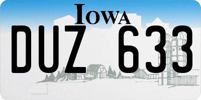 IA license plate DUZ633