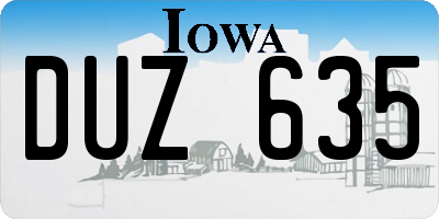 IA license plate DUZ635