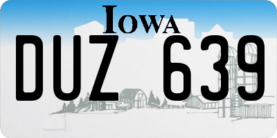 IA license plate DUZ639