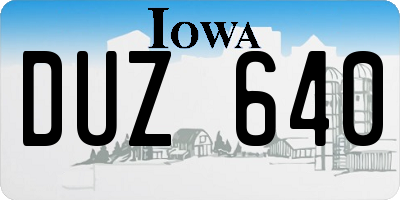 IA license plate DUZ640