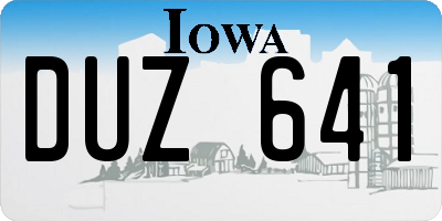 IA license plate DUZ641