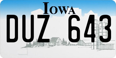 IA license plate DUZ643