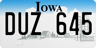 IA license plate DUZ645