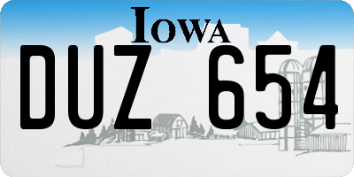 IA license plate DUZ654