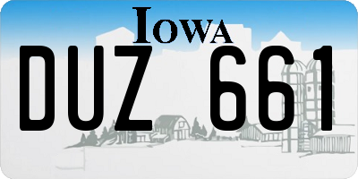 IA license plate DUZ661