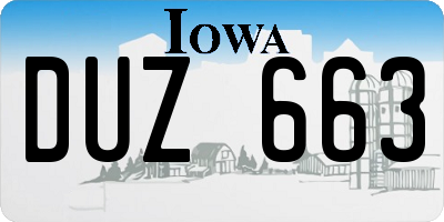 IA license plate DUZ663