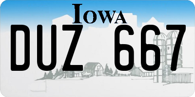IA license plate DUZ667