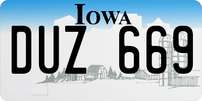 IA license plate DUZ669