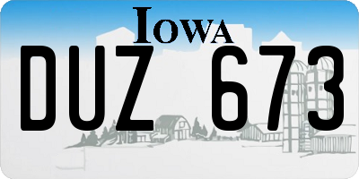 IA license plate DUZ673