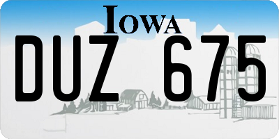 IA license plate DUZ675