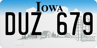 IA license plate DUZ679