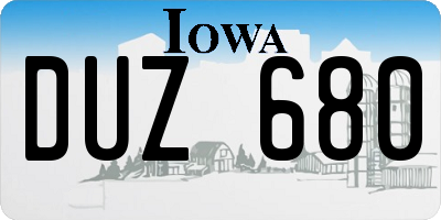 IA license plate DUZ680