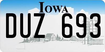 IA license plate DUZ693