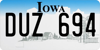 IA license plate DUZ694