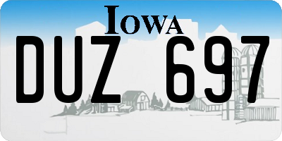 IA license plate DUZ697