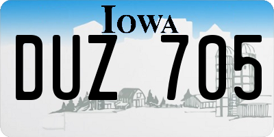 IA license plate DUZ705