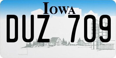 IA license plate DUZ709