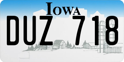 IA license plate DUZ718