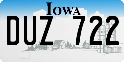 IA license plate DUZ722