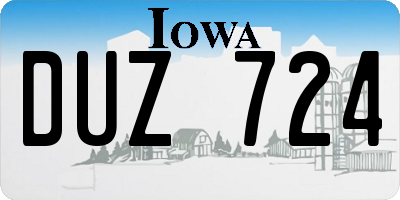 IA license plate DUZ724