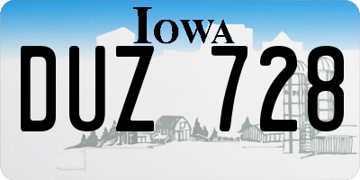 IA license plate DUZ728