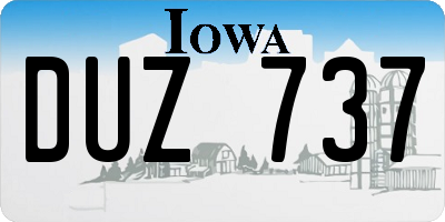 IA license plate DUZ737