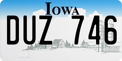 IA license plate DUZ746