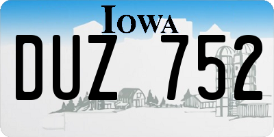 IA license plate DUZ752