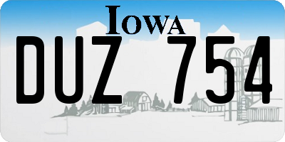 IA license plate DUZ754