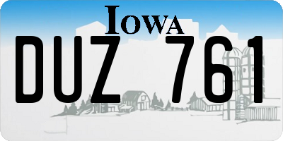 IA license plate DUZ761