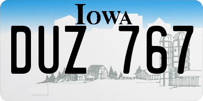 IA license plate DUZ767