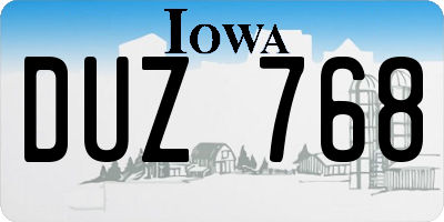 IA license plate DUZ768