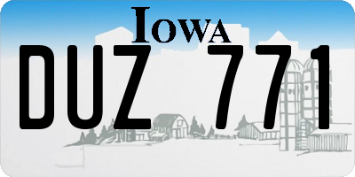 IA license plate DUZ771