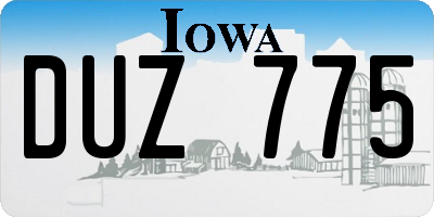 IA license plate DUZ775