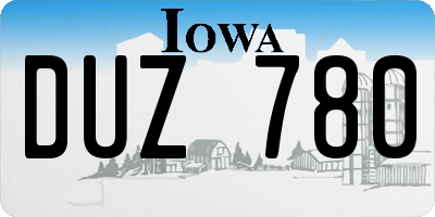 IA license plate DUZ780