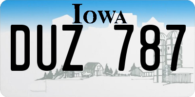 IA license plate DUZ787