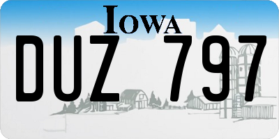IA license plate DUZ797