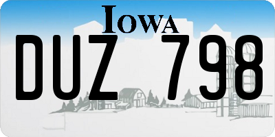 IA license plate DUZ798
