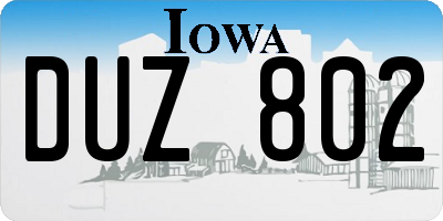 IA license plate DUZ802