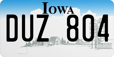 IA license plate DUZ804