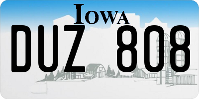 IA license plate DUZ808