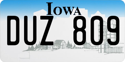 IA license plate DUZ809